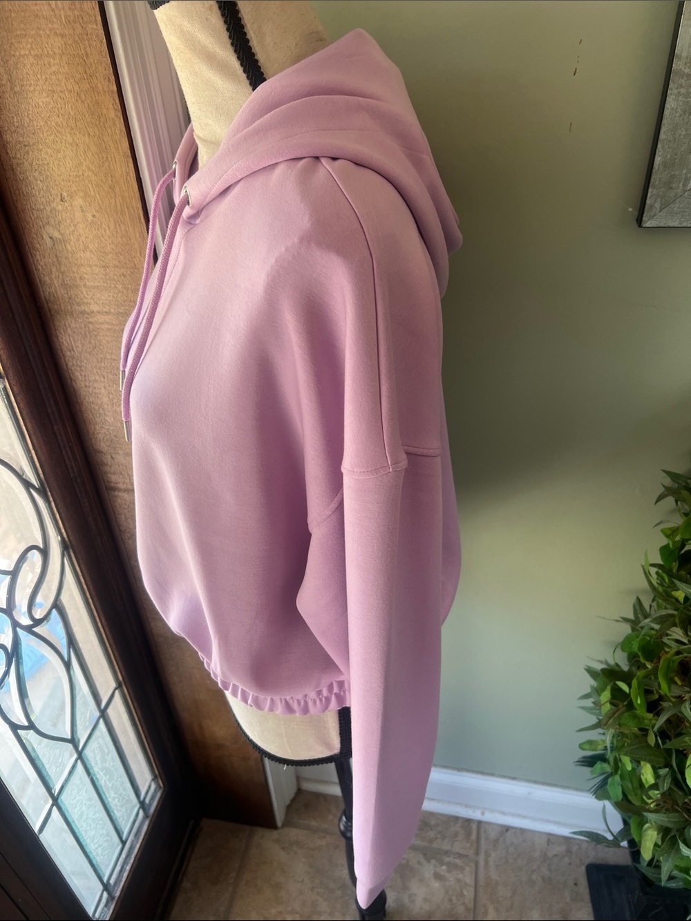 Cropped Lavender Drawstring Hoodie - Picture 9 of 13